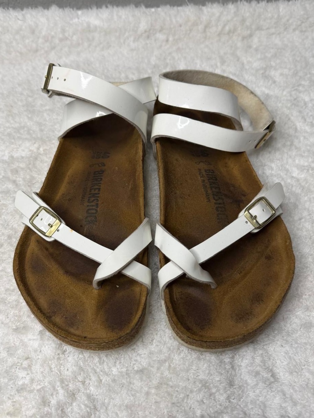 Birkenstock Yara White Patent Birko-Flor Ankle Wrap Sandals Size 40 US 9 regular - Picture 5 of 9